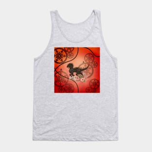 Steampunk creature, gears and flowers Tank Top
